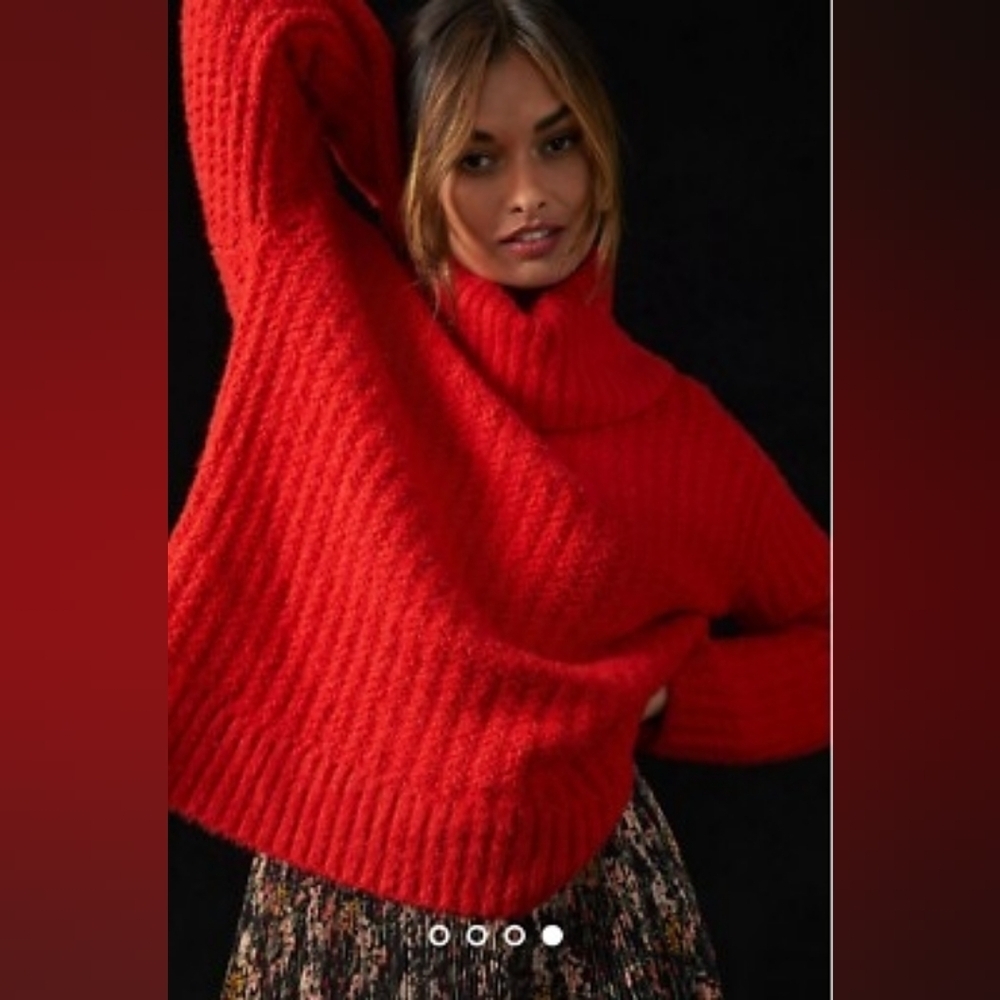 Anthropologie Maeve Red Cowl Neckline Pullover Sweater Size XL NWT